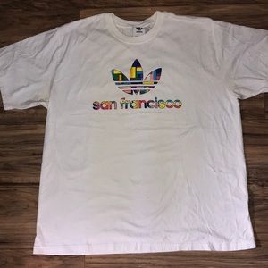 Adidas San Francisco white and colorful logo short sleeves tshirt size 2XL